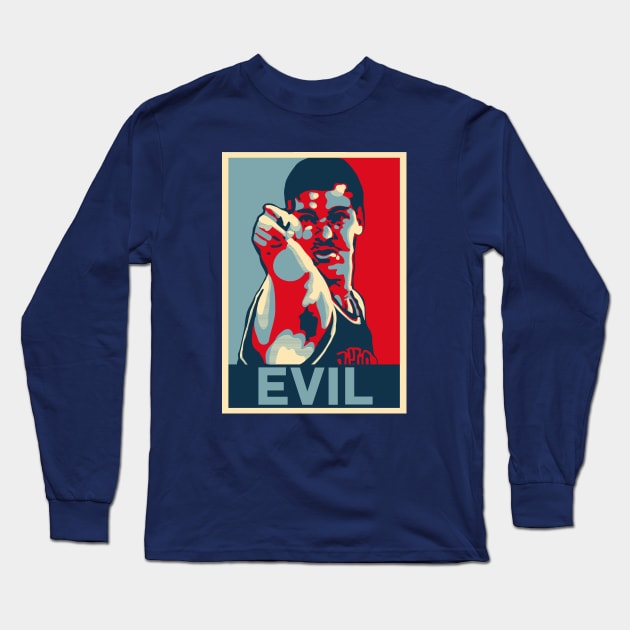 Bill Laimbeer Evil Obama Hope Large Print Long Sleeve T-Shirt by qiangdade